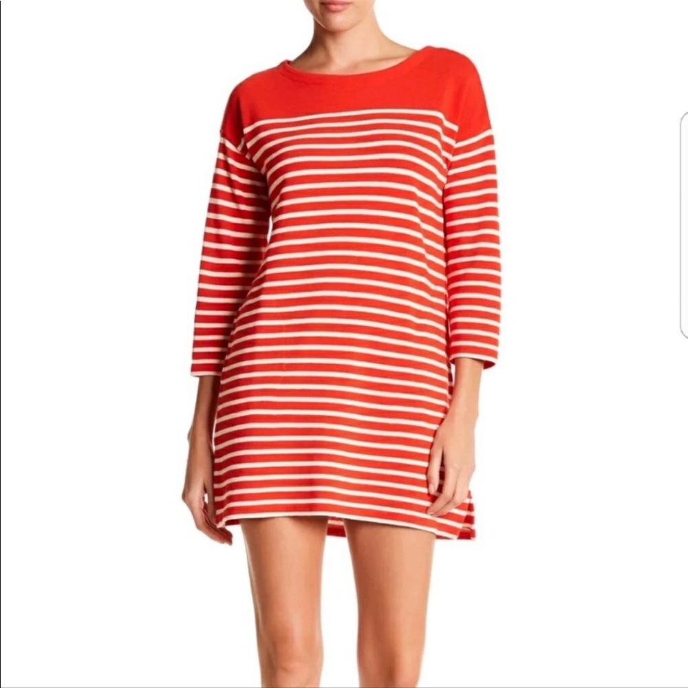 J crew red and white striped dress